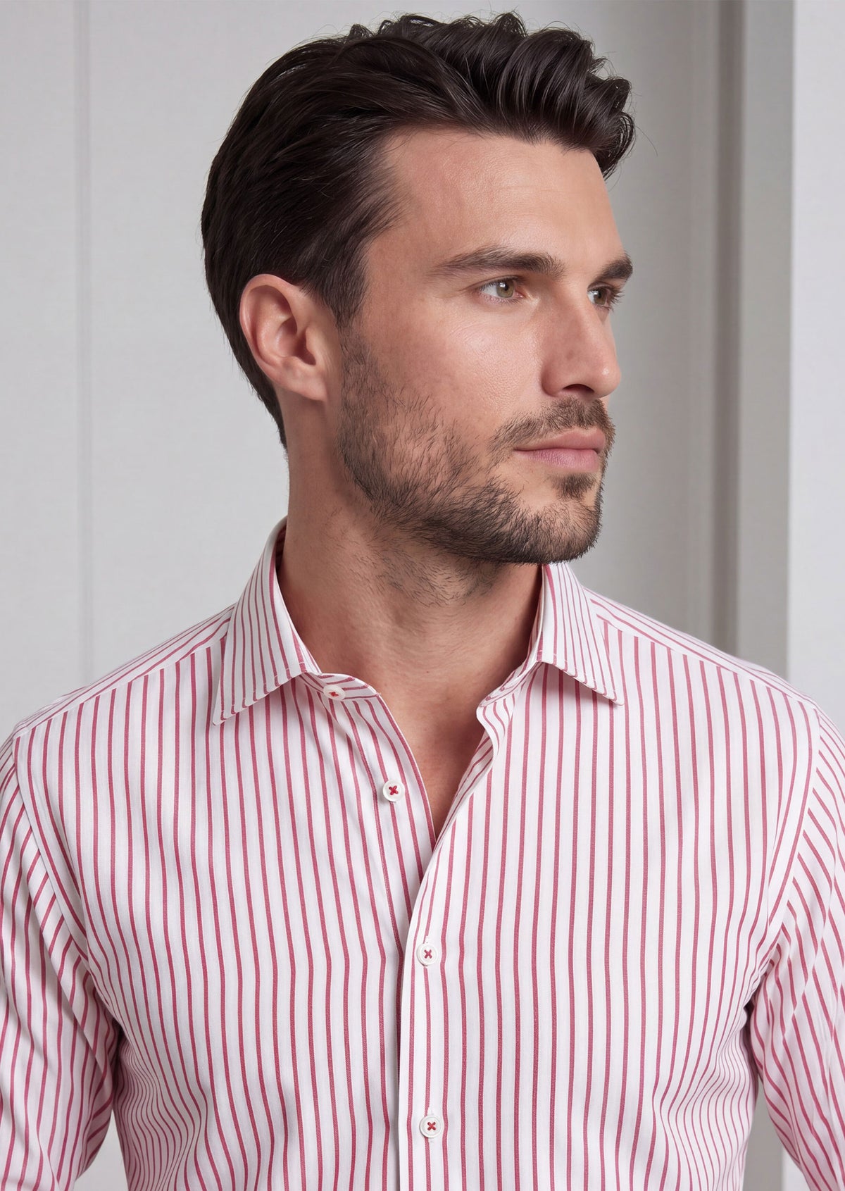White - Burgundy Long Sleeve Shirt