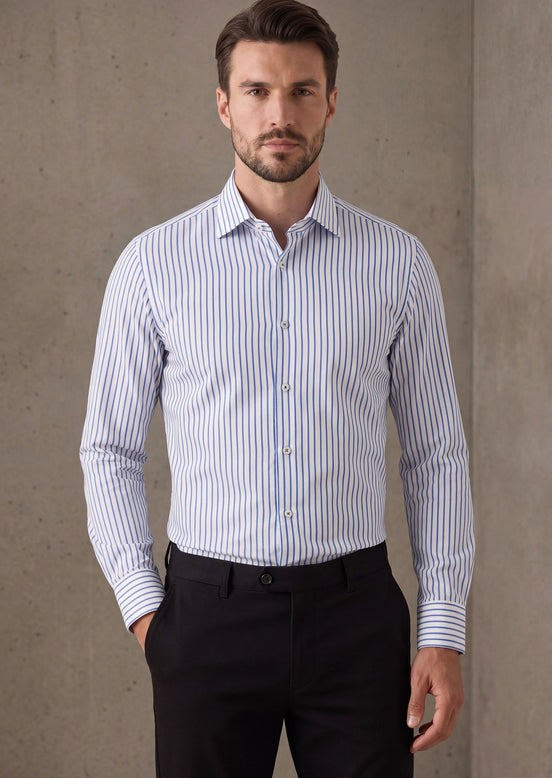 White - Sax Blue Long Sleeve Shirt