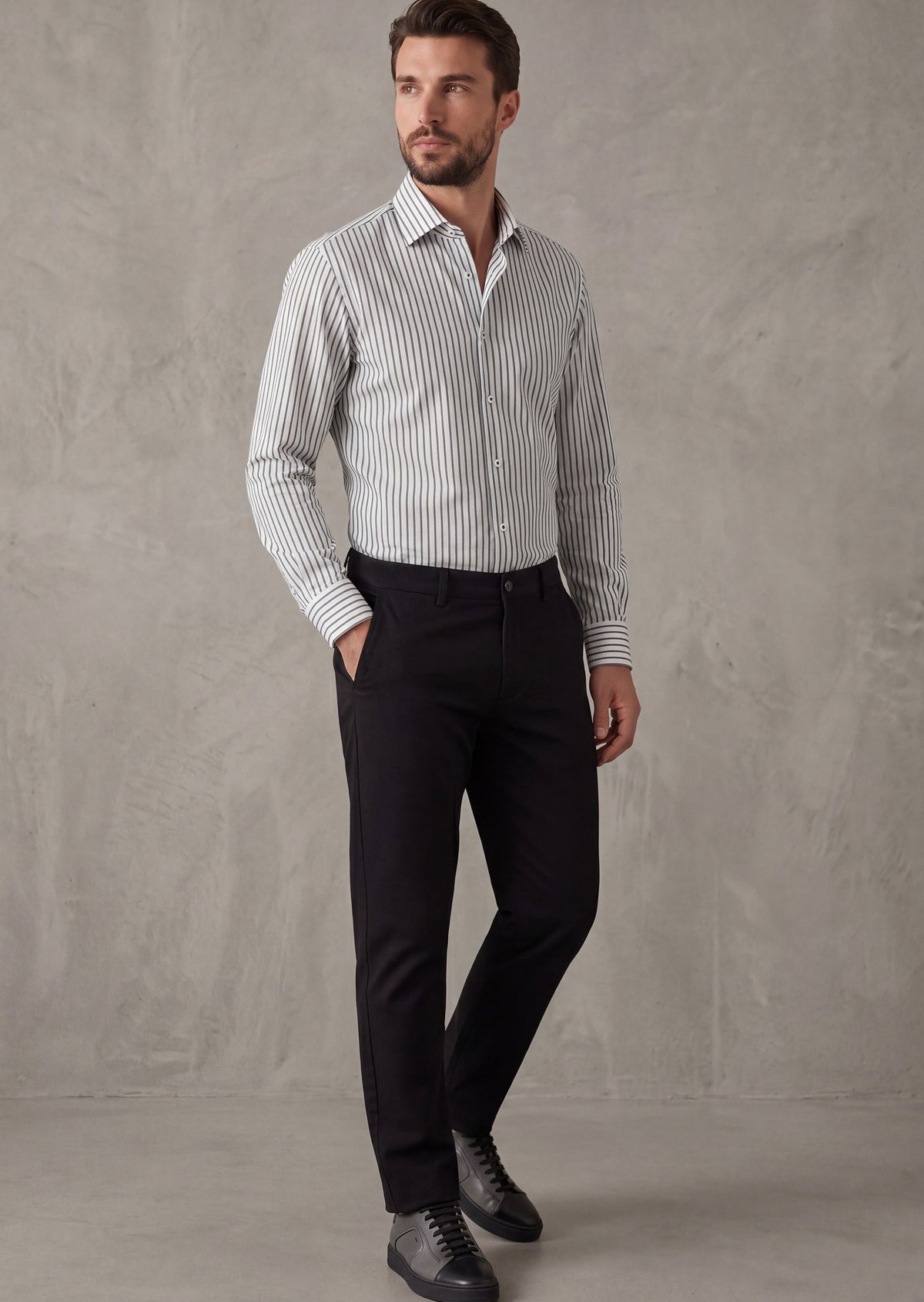 White - Black Long Sleeve Shirt
