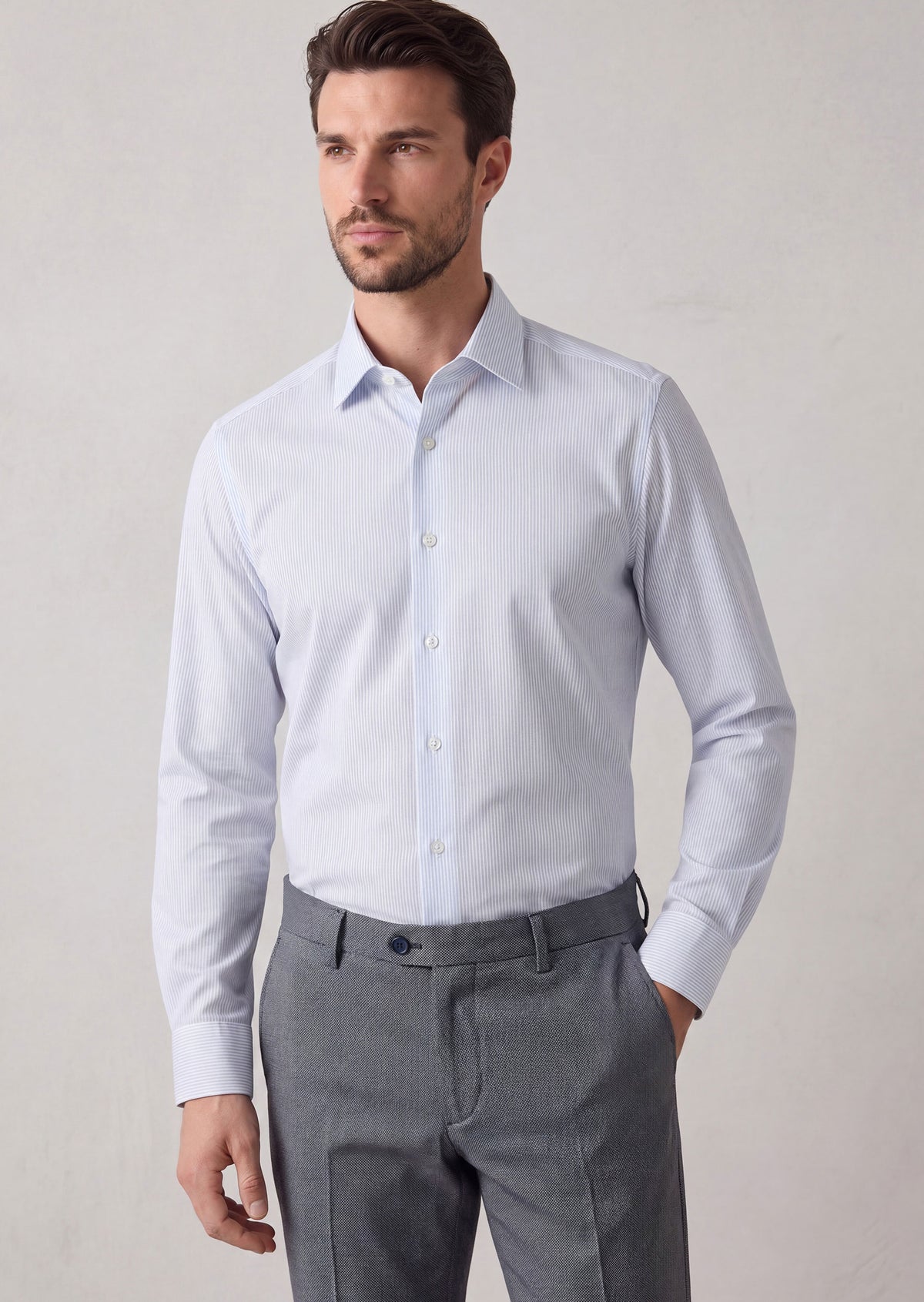 White - Blue Long Sleeve Shirt