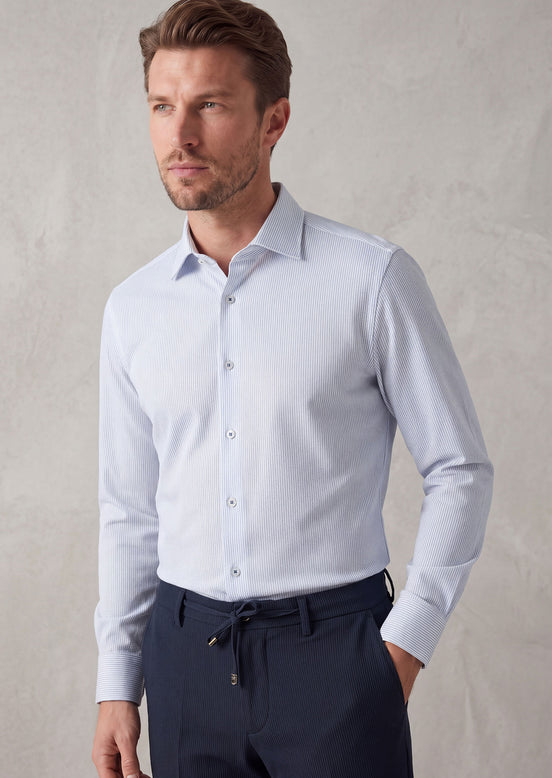 White - Sax Blue Long Sleeve Shirt