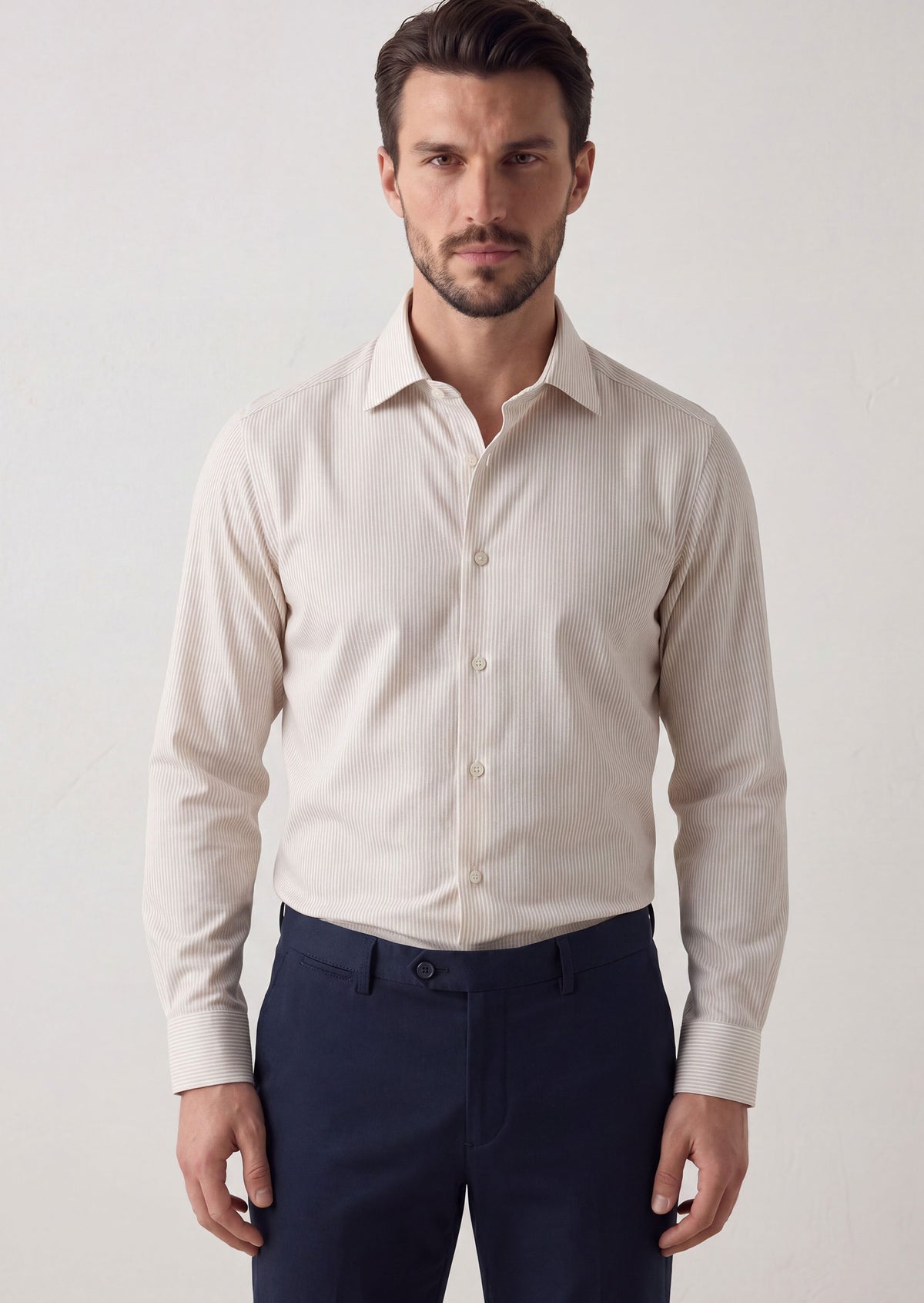 White - Beige Long Sleeve Shirt