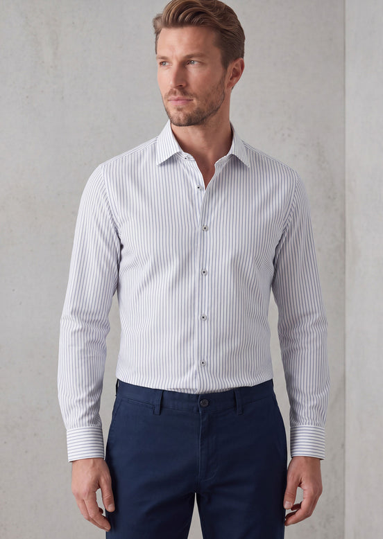 White - Navy Long Sleeve Shirt
