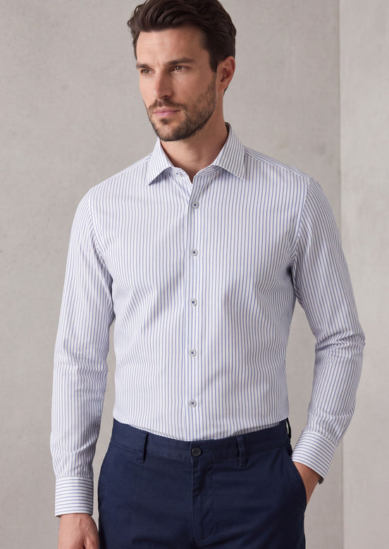 White - Sax Blue Long Sleeve Shirt