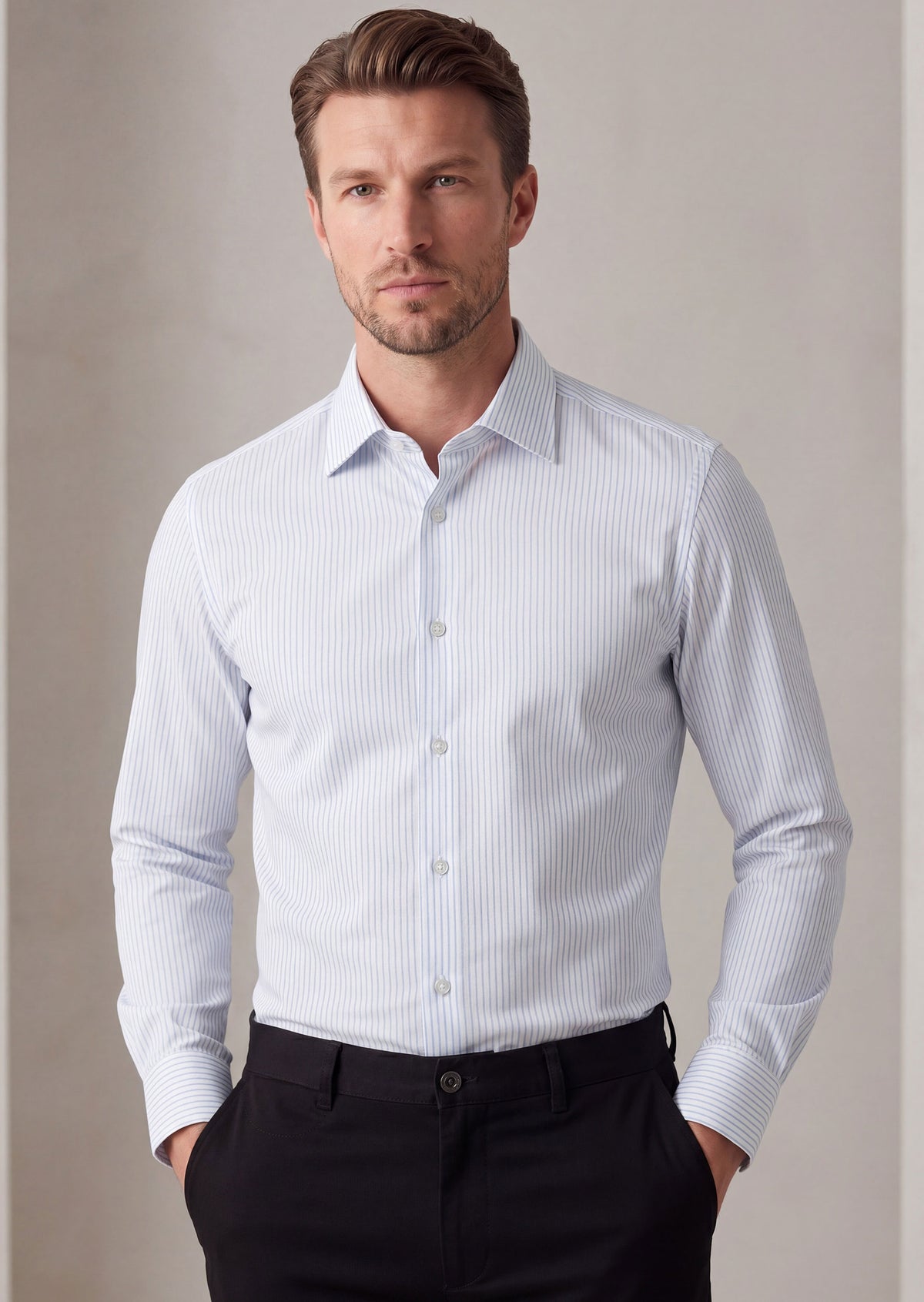 White - Blue Long Sleeve Shirt