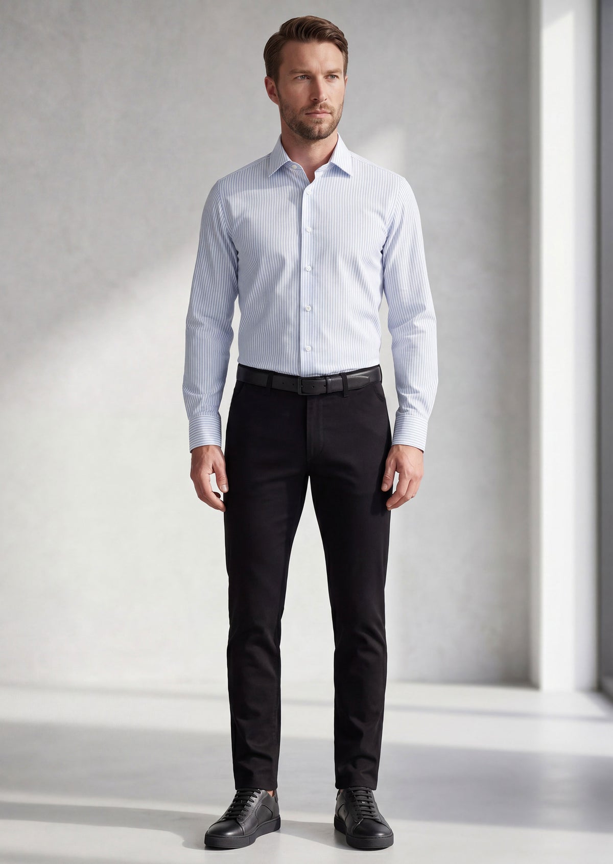 White - Blue Long Sleeve Shirt