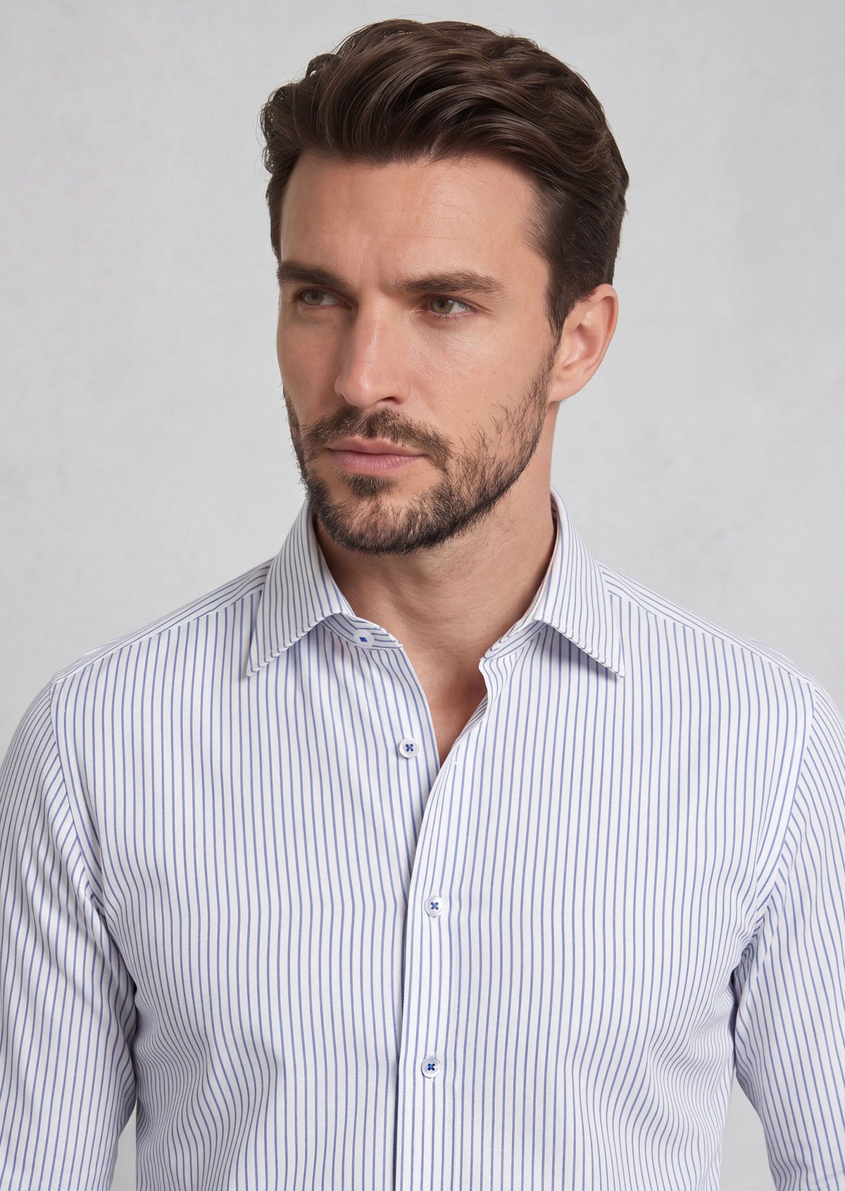 White - Sax Blue Long Sleeve Shirt