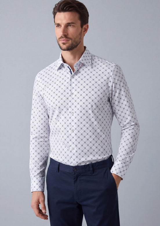 White - Navy Long Sleeve Shirt