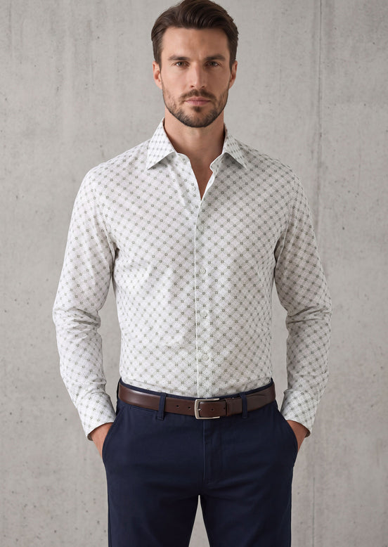 White - Green Long Sleeve Shirt