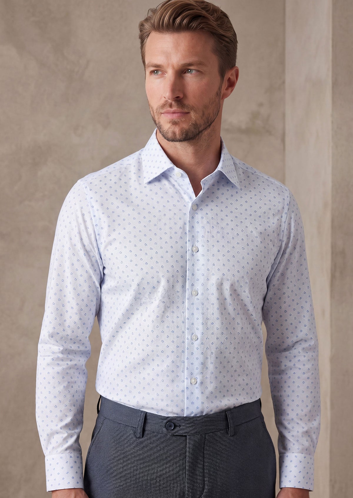 White - Sax Blue Long Sleeve Shirt