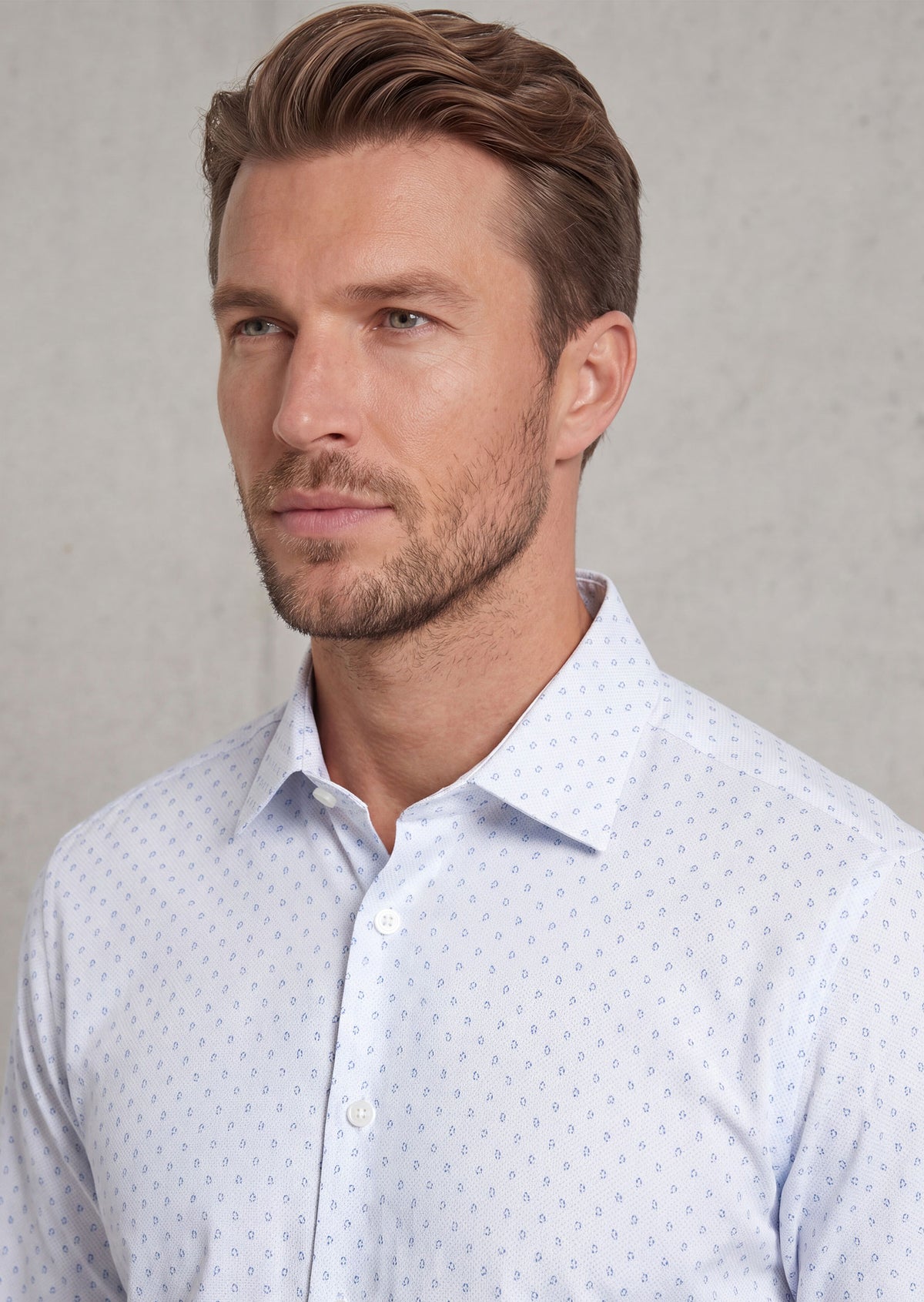 White - Sax Blue Long Sleeve Shirt
