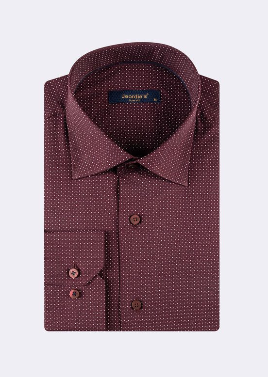 Burgundy - White Long Sleeve Shirt