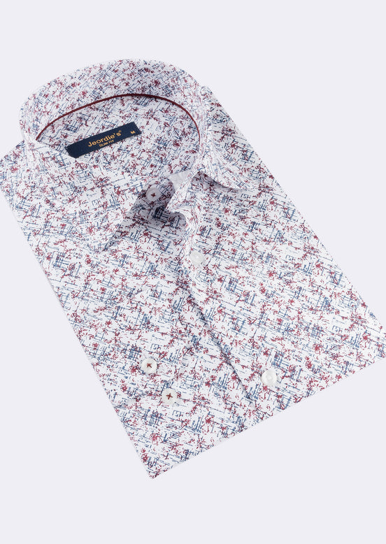 White - Burgundy Long Sleeve Shirt