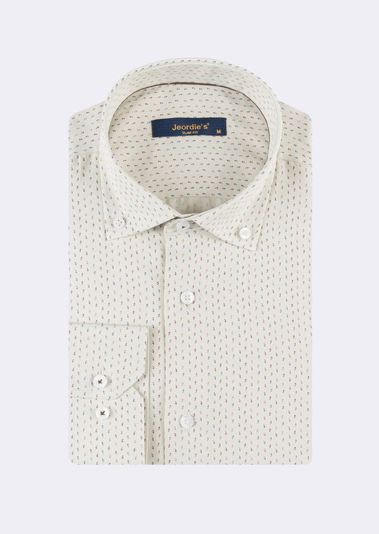 Beige - Brown Long Sleeve Shirt