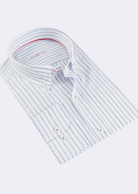 White - Sax Blue Long Sleeve Shirt