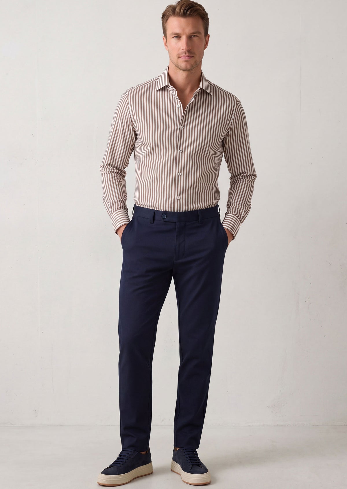 White - Brown Long Sleeve Shirt
