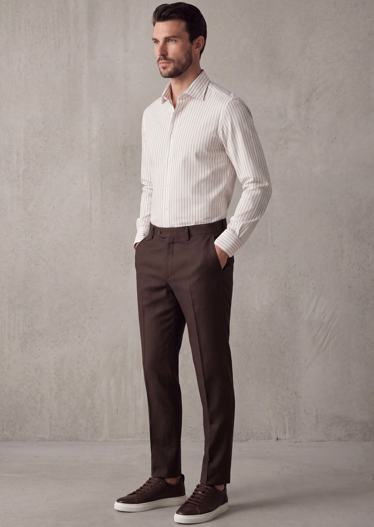 White - Beige Long Sleeve Shirt