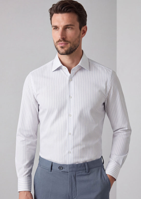 White - Blue Long Sleeve Shirt