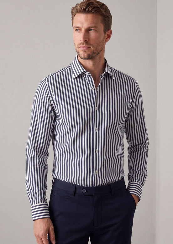 White - Navy Long Sleeve Shirt