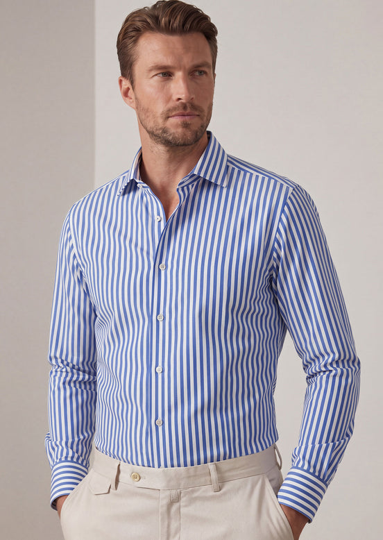 White - Sax Blue Long Sleeve Shirt