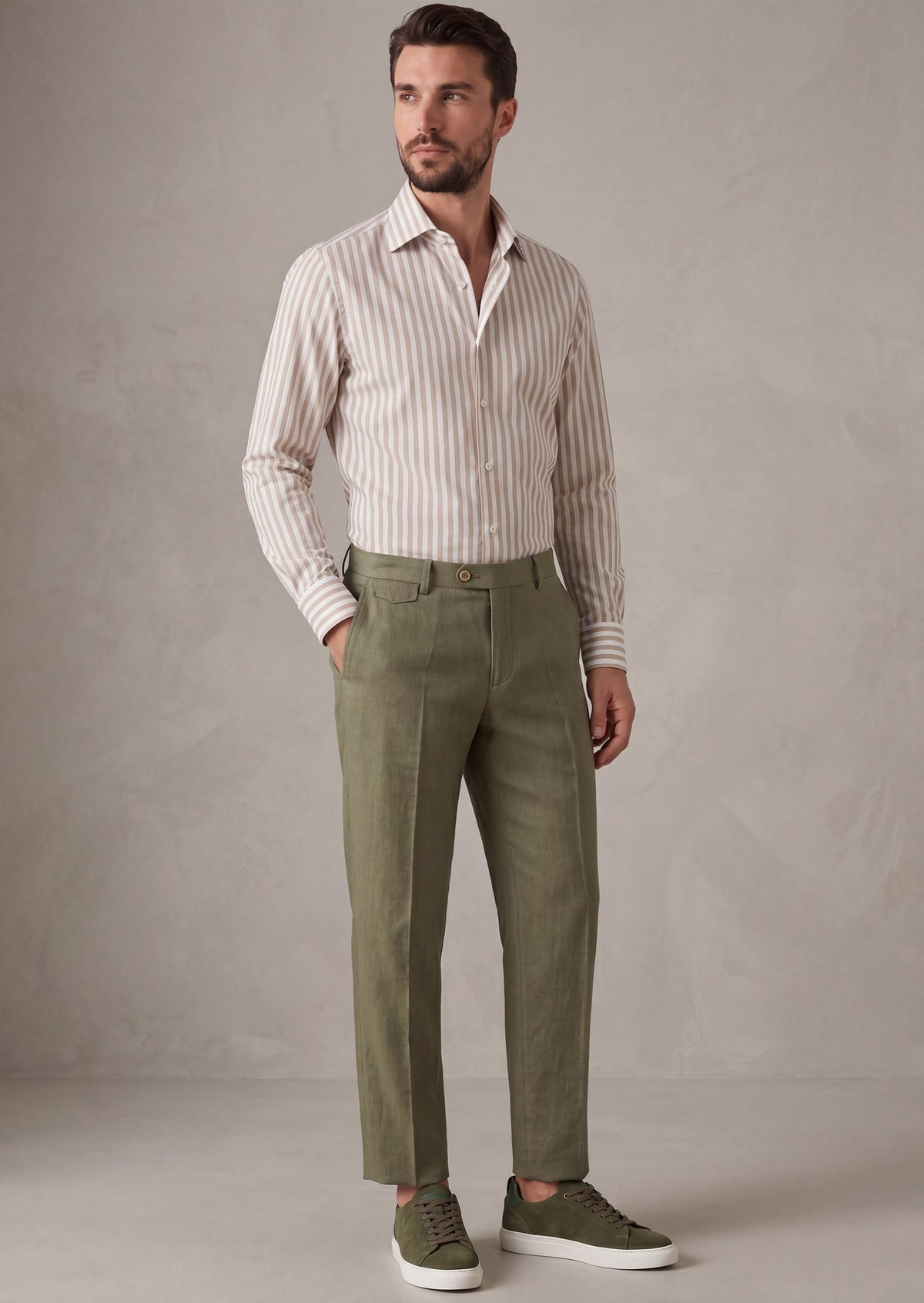 White - Beige Long Sleeve Shirt