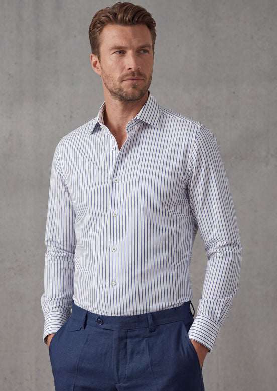 White - Navy Long Sleeve Shirt