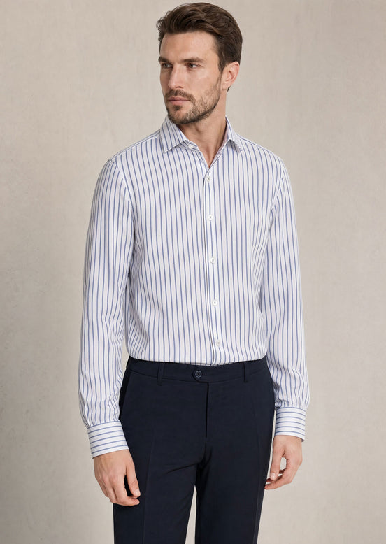 White - Navy Long Sleeve Shirt