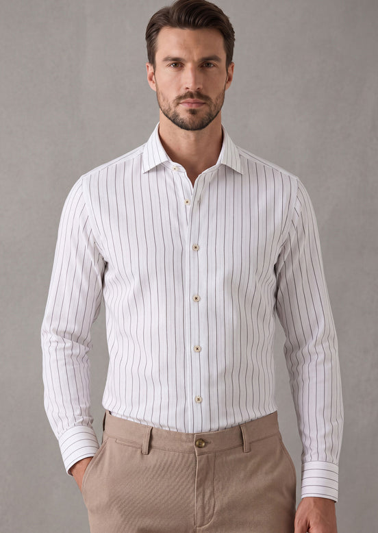 White - Brown Long Sleeve Shirt