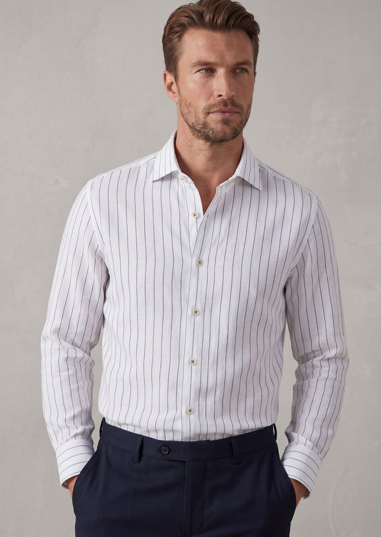 White - Navy Long Sleeve Shirt