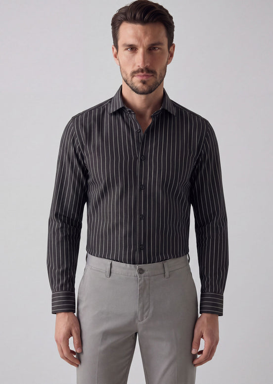 Black - White Long Sleeve Shirt