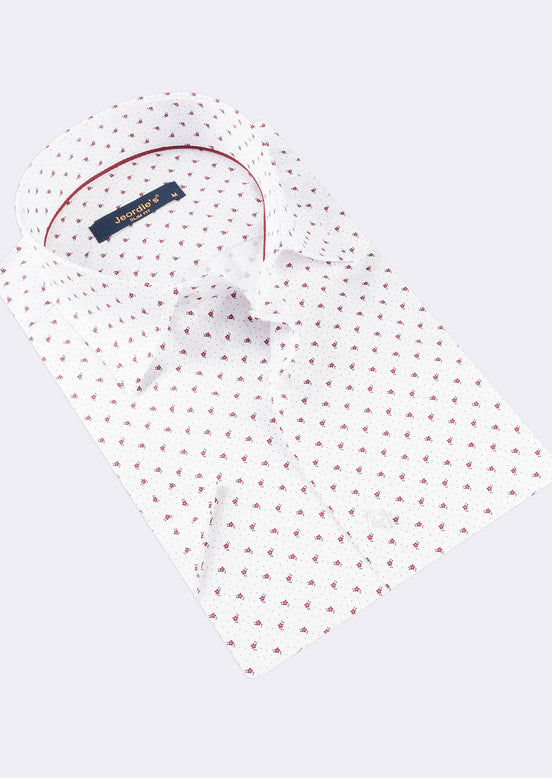 White - Burgundy Short Sleeve Shirt