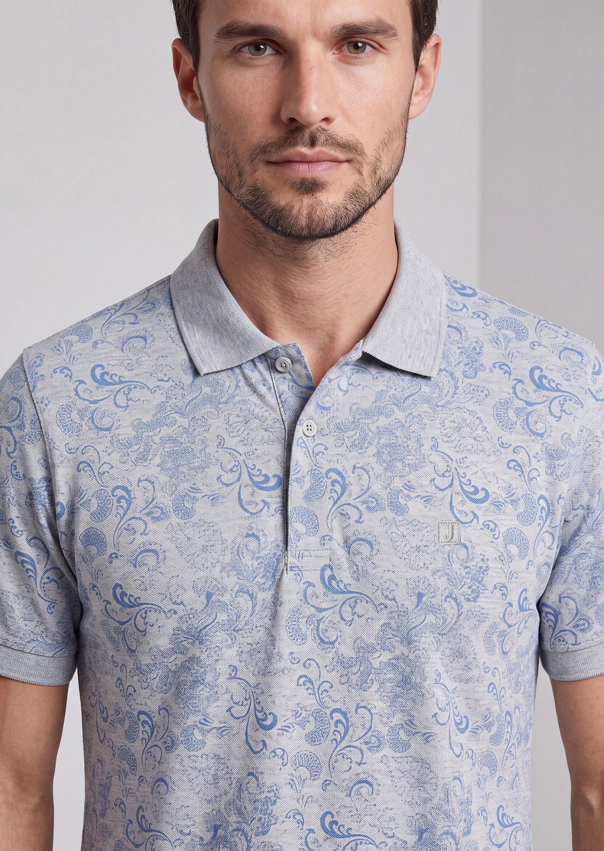 Grey Melange Polo T-Shirt