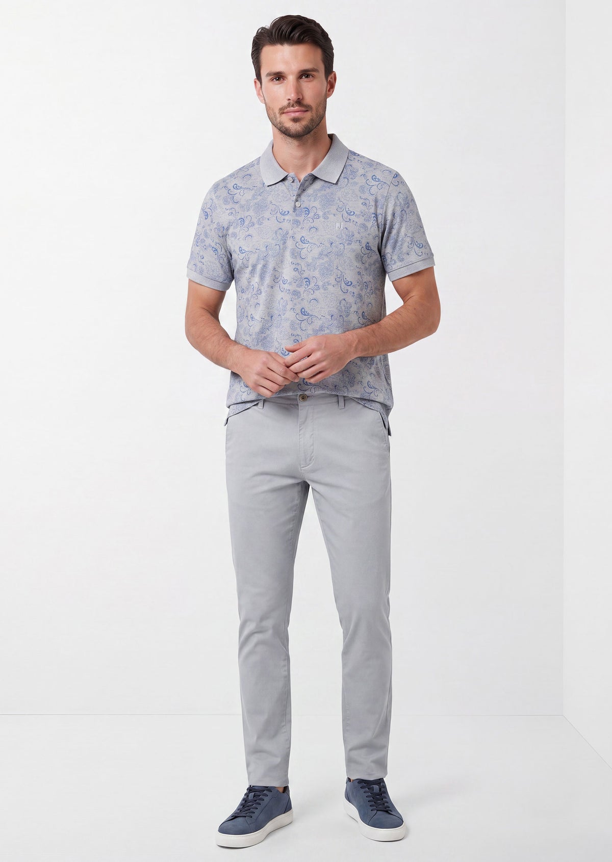 Grey Melange Polo T-Shirt