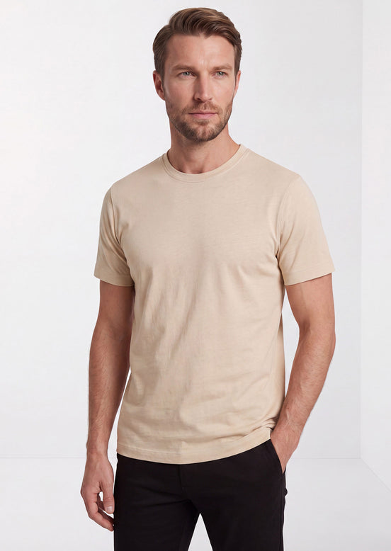 Beige Crew Neck T-shirt