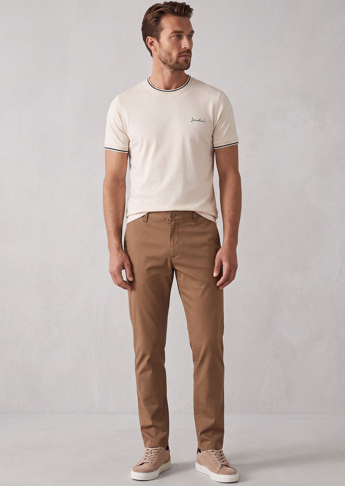 Light Beige Crew Neck T-shirt