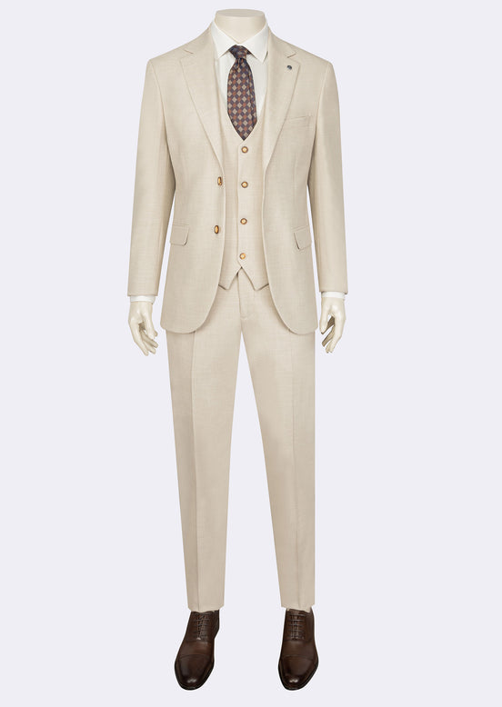 Beige Three-Piece Suit