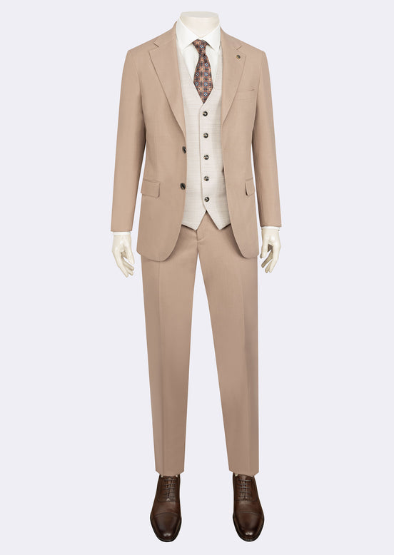 Beige Three-Piece Suit