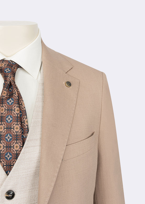 Beige Three-Piece Suit