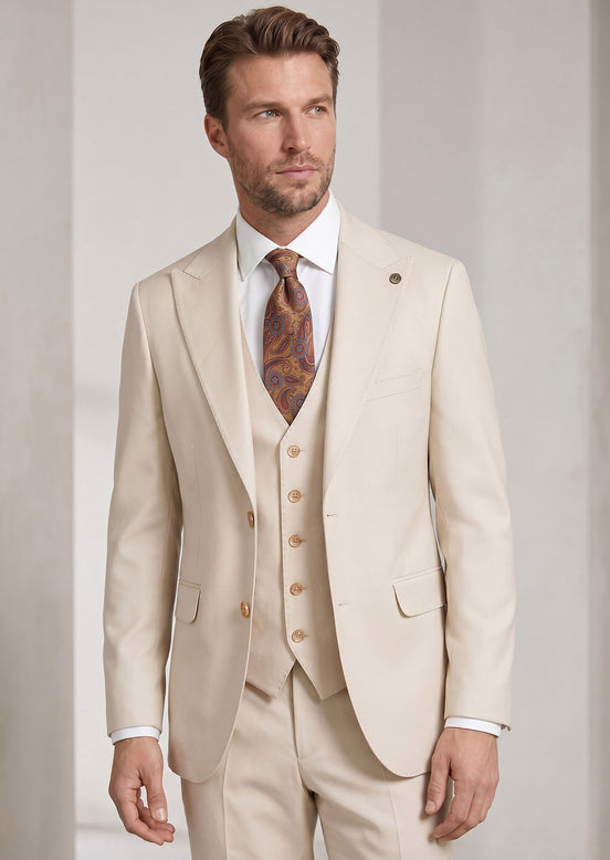 Beige Three-Piece Suit