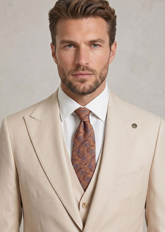 Beige Three-Piece Suit