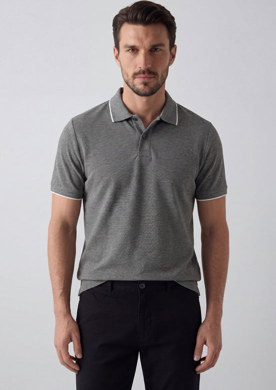 Anthracite Melange Polo T-Shirt