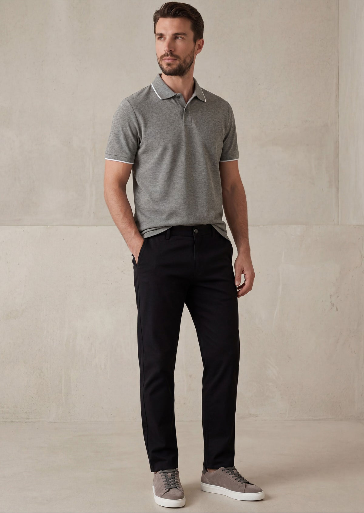 Anthracite Melange Polo T-Shirt