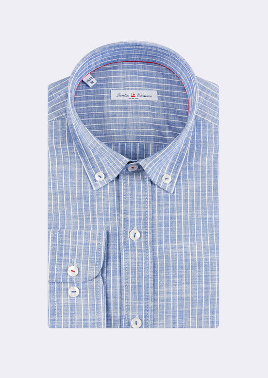 Sax Blue - White Long Sleeve Shirt