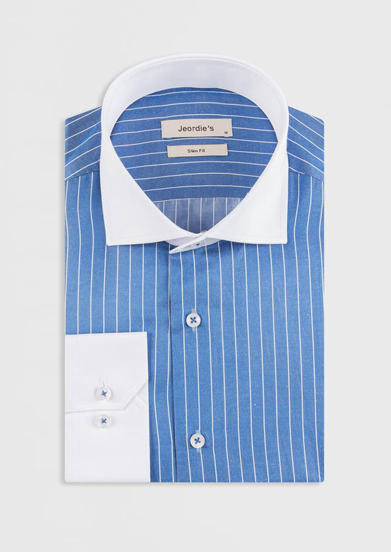 Sax Blue - White Long Sleeve Shirt