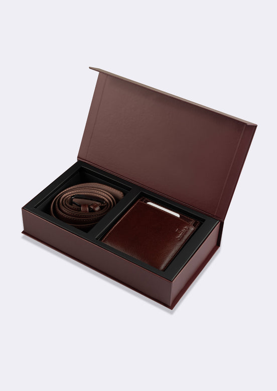 Brown Wallet & Belt Set