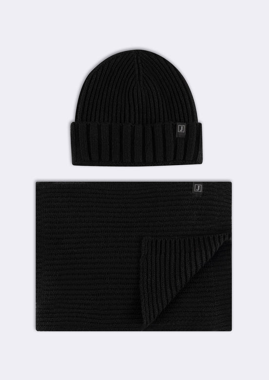 Black Scarf & Beanie Set
