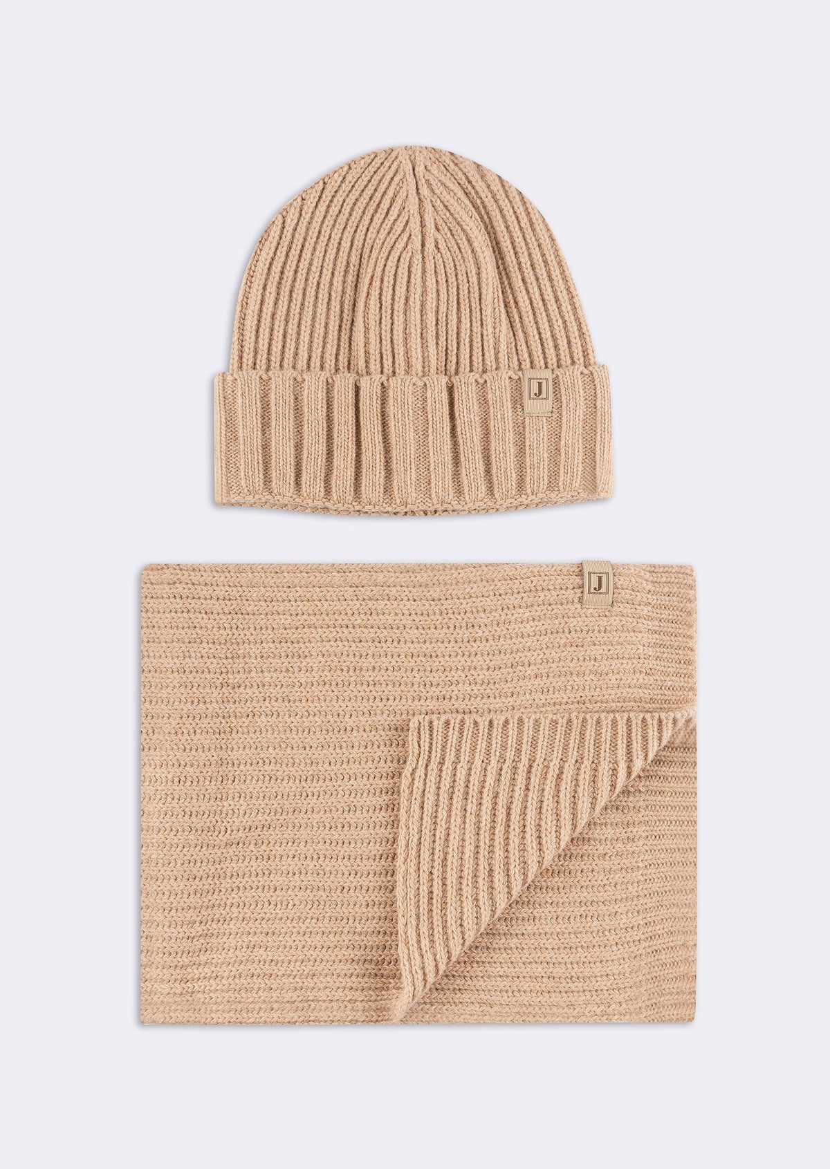 Beige Scarf & Beanie Set