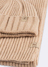Beige Scarf & Beanie Set