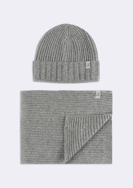 Grey Scarf & Beanie Set