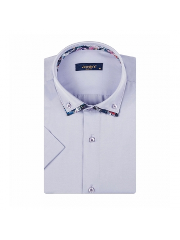 SLIM FIT SATIN DOUBLE COLLAR SHORT SLEEVE SHIRT